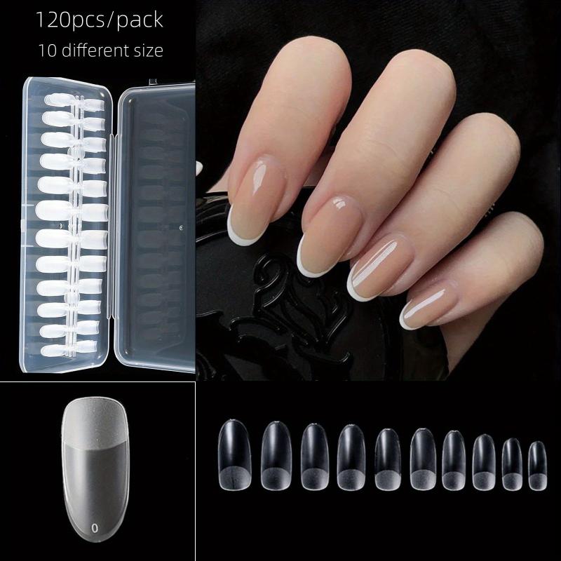 120pcs Soft Gel Nail Tips Half Matte Clear Acrylic Nail Tips