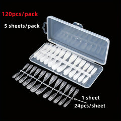 120pcs Soft Gel Nail Tips Half Matte Clear Acrylic Nail Tips