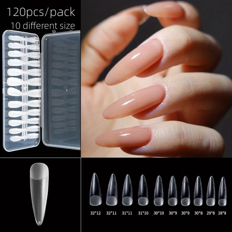 120pcs Soft Gel Nail Tips Half Matte Clear Acrylic Nail Tips