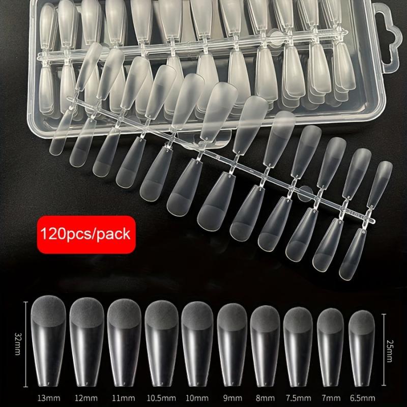 120pcs Soft Gel Nail Tips Half Matte Clear Acrylic Nail Tips