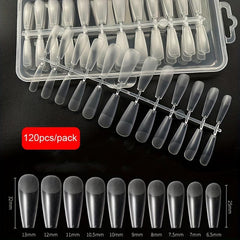 120pcs Soft Gel Nail Tips Half Matte Clear Acrylic Nail Tips