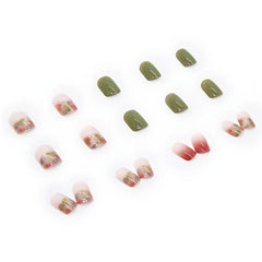 Ombre Green Square Press On Nails with Nail Glue