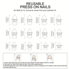 288 Pcs Short Almond Shaped False Nails Autumn Winter Glossy Matte Effects