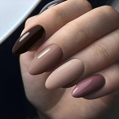 288 Pcs Short Almond Shaped False Nails Autumn Winter Glossy Matte Effects