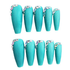 24 Pcs Long Ballet Cat Eye Press On Nails Glitter Full Cover Waterproof