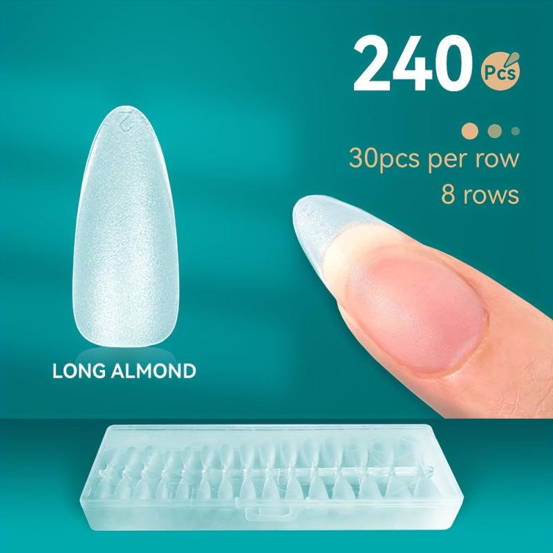 240pcs Matte Almond Soft Gel Nail Tips