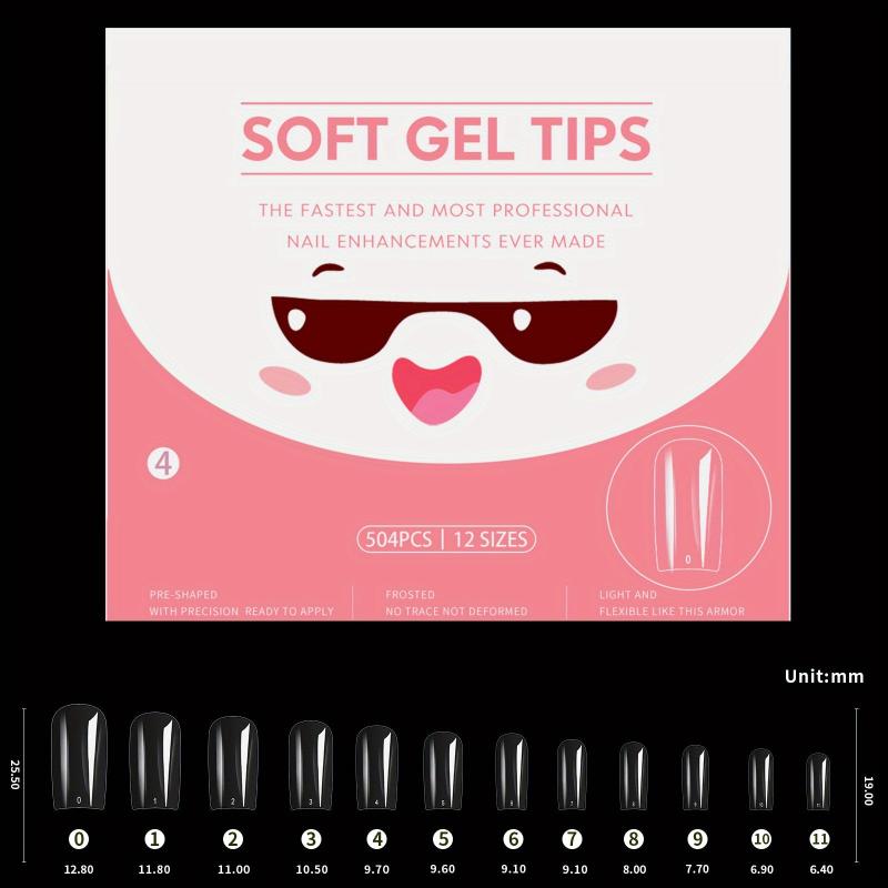 504 pcs Soft Gel Nails Tips for Long Lasting Natural Looking Nails