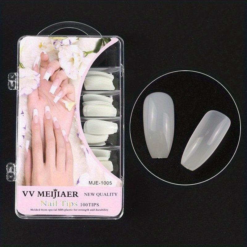 100 pcs Acrylic False Nail Tips with Case for Salon & DIY Nail Art