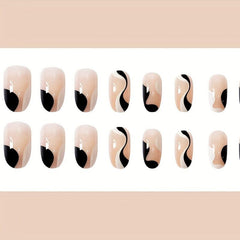 24pcs Nude False Nails Glossy & Swirl Halloween Nails