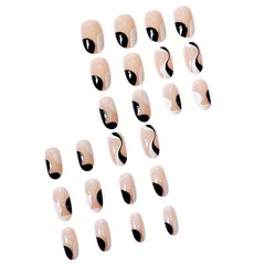 24pcs Nude False Nails Glossy & Swirl Halloween Nails