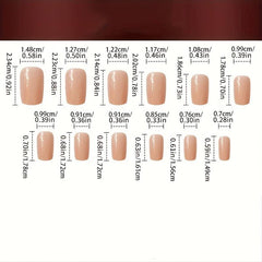 24pcs Silvery Sequin Press On Nails Full Cover Medium Square False Nails