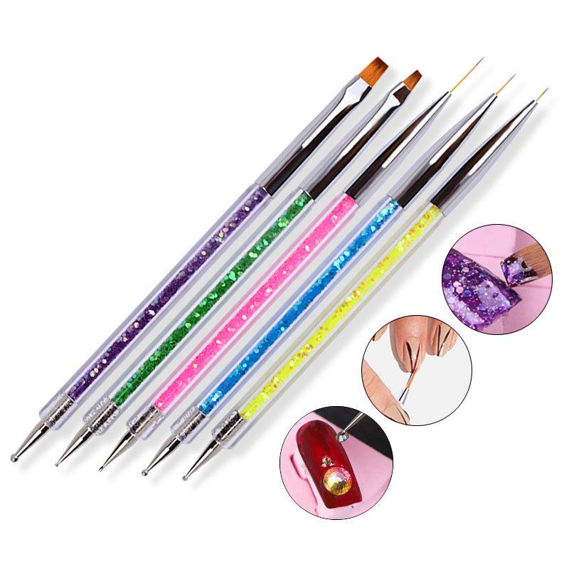 5Pcs Nail Art Brush Pen Dotting Tools Set Liner Care Tool