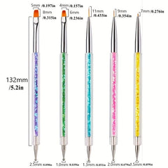 5Pcs Nail Art Brush Pen Dotting Tools Set Liner Care Tool