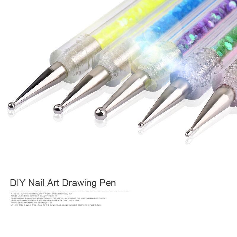 5Pcs Nail Art Brush Pen Dotting Tools Set Liner Care Tool