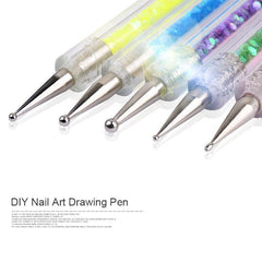 5Pcs Nail Art Brush Pen Dotting Tools Set Liner Care Tool