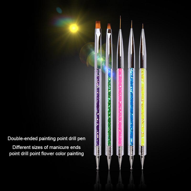 5Pcs Nail Art Brush Pen Dotting Tools Set Liner Care Tool