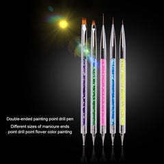 5Pcs Nail Art Brush Pen Dotting Tools Set Liner Care Tool
