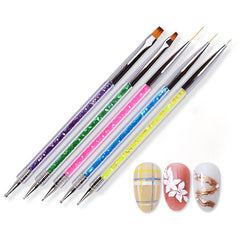 5Pcs Nail Art Brush Pen Dotting Tools Set Liner Care Tool