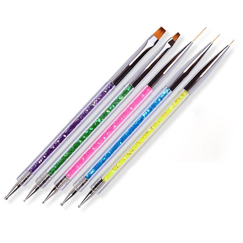 5Pcs Nail Art Brush Pen Dotting Tools Set Liner Care Tool