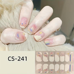 Waterproof Rainbow Nail Strips for Women Full Wraps Nail Polish Sticker