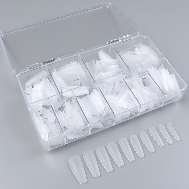 500 Soft Gel Nail Tips Matte Clear Acrylic Long Ballerina False Nail Tips