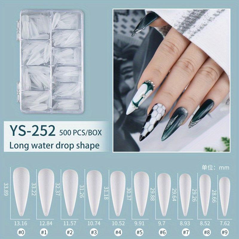 500 Soft Gel Nail Tips Matte Clear Acrylic Long Ballerina False Nail Tips