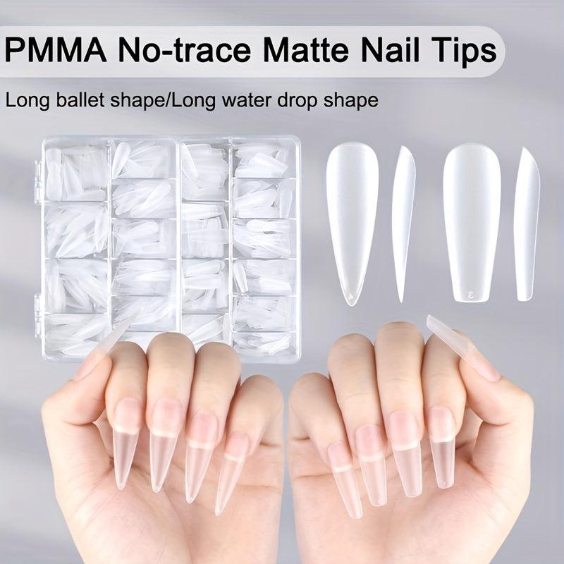500 Soft Gel Nail Tips Matte Clear Acrylic Long Ballerina False Nail Tips