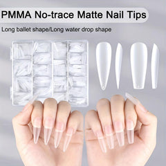 500 Soft Gel Nail Tips Matte Clear Acrylic Long Ballerina False Nail Tips