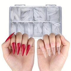 500 Soft Gel Nail Tips Matte Clear Acrylic Long Ballerina False Nail Tips