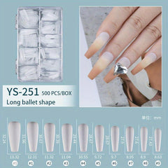 500 Soft Gel Nail Tips Matte Clear Acrylic Long Ballerina False Nail Tips