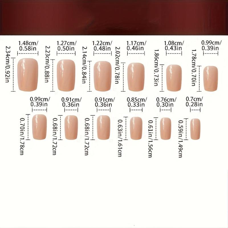 96 Pcs Glossy Square Press On Nails French Tips Set