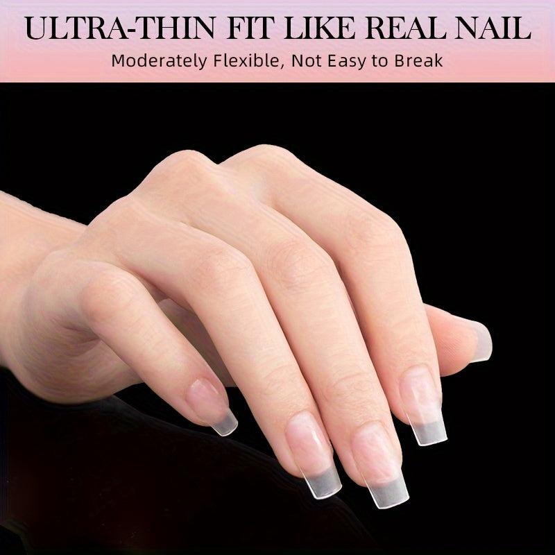 300PCS Matte French Nail Tips with Flower Handle