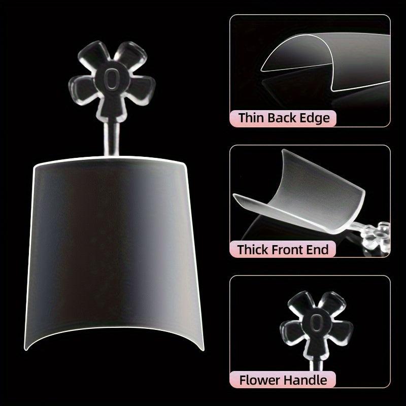 300PCS Matte French Nail Tips with Flower Handle