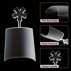 300PCS Matte French Nail Tips with Flower Handle