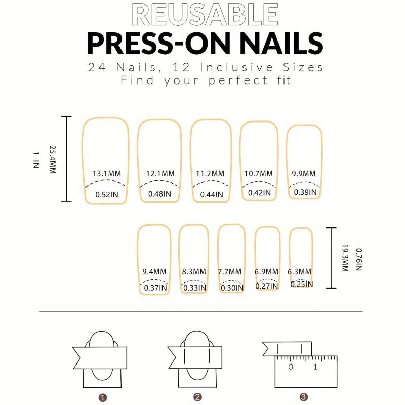 24pcs Glitter Pink Coffin Press On Nails with Line Designs