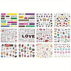 Love Heart Rose Lips Nail Stickers for DIY Nail Art Decals Women Girls