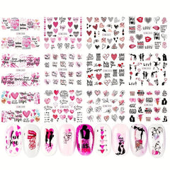 Love Heart Rose Lips Nail Stickers for DIY Nail Art Decals Women Girls