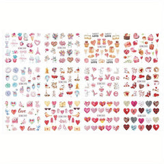 Love Heart Rose Lips Nail Stickers for DIY Nail Art Decals Women Girls