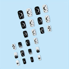 24pcs Polka Dot Press On Nails Full Cover Glossy False Nails for Women and Girls