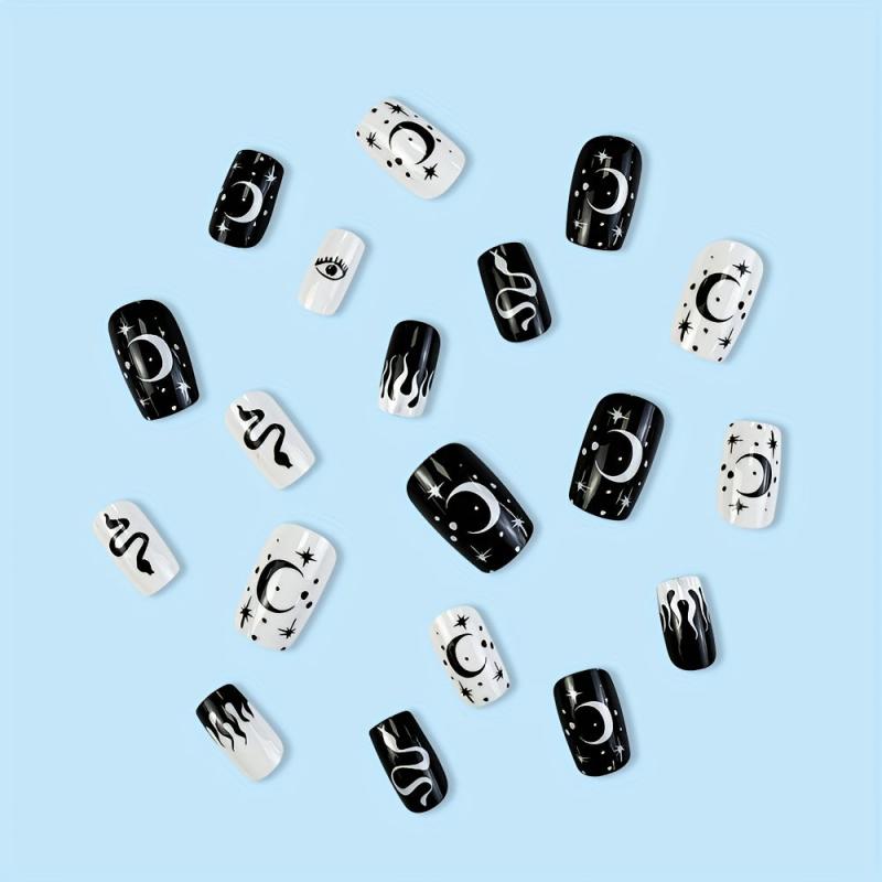 24pcs Polka Dot Press On Nails Full Cover Glossy False Nails for Women and Girls