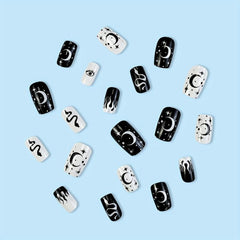 24pcs Polka Dot Press On Nails Full Cover Glossy False Nails for Women and Girls