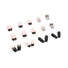 24pcs Acrylic Nails Love Heart Butterfly Bow Knot Press On Nails Medium Length