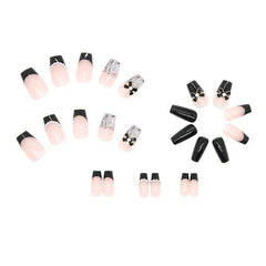24pcs Acrylic Nails Love Heart Butterfly Bow Knot Press On Nails Medium Length