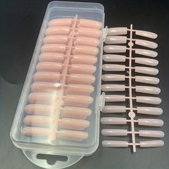 Soft Gel Nail Tips Glossy Acrylic Long Coffin Shape False Nail Tips
