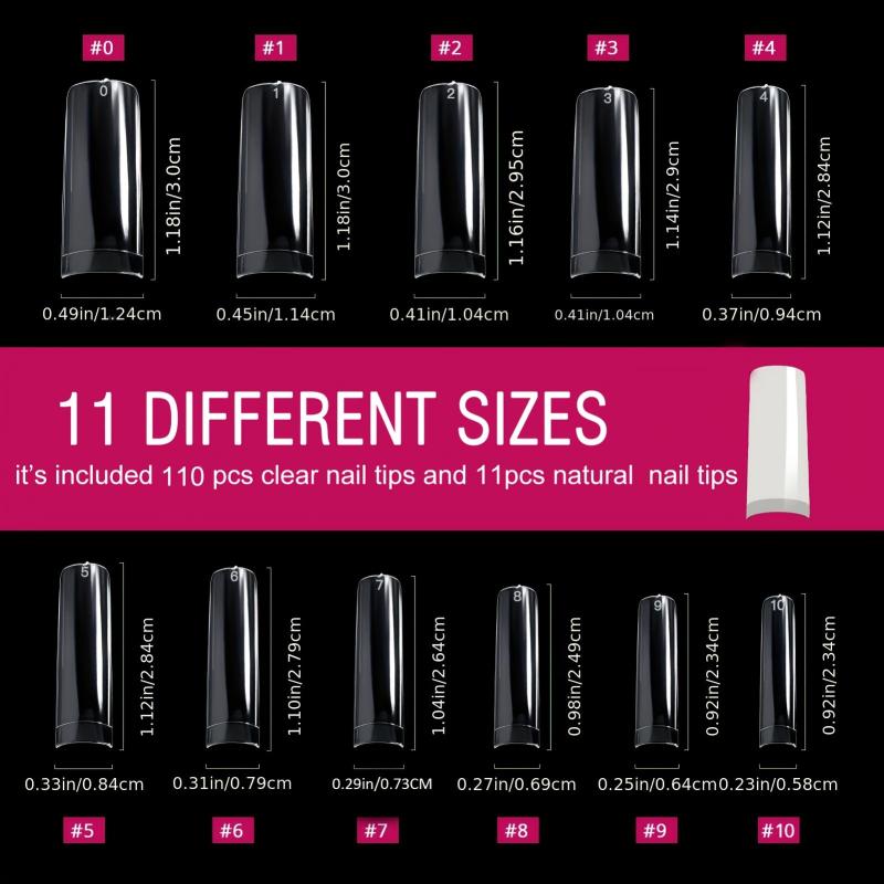 121Pcs Square Shaped Acrylic Nail Tips Set