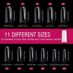121Pcs Square Shaped Acrylic Nail Tips Set
