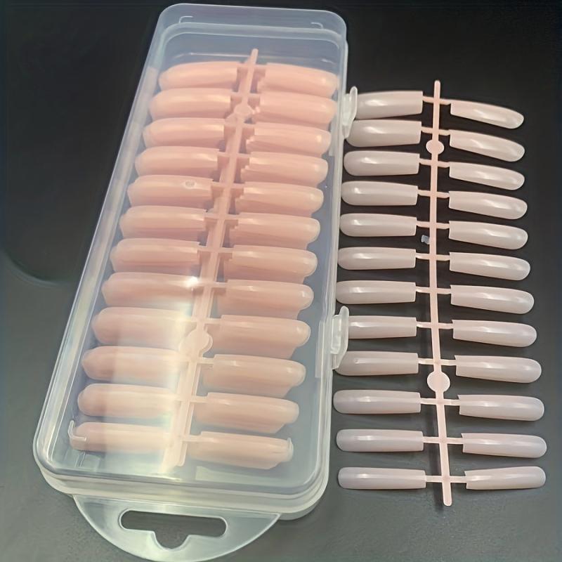 120pcs Nude Pink Long Coffin Gel Nail Tips