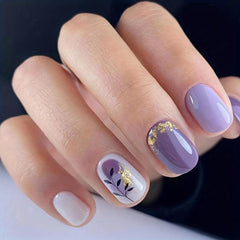 Floral Heart Cow Print Press On Nails 96 Pcs Set with Adhesive Tabs