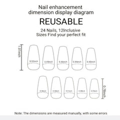 24 pcs Milk Heart Acrylic Press On Nails Medium Square False Nails Set