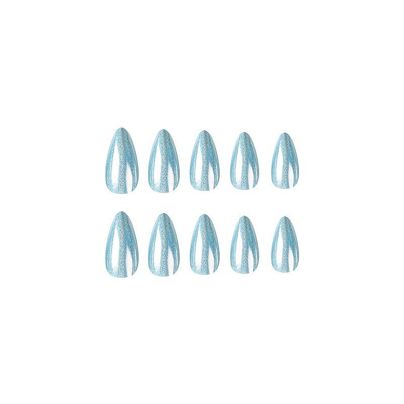 Laser Y2K Press On Nails Almond Shape Full Coverage Acrylic False Nails